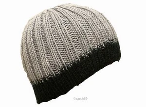 Mütze Strickmütze Beanie Wollmütze Cap grau schwarz Herren Wintermütze Wolle H15 - Bild 1 von 1