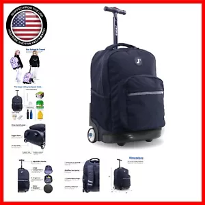 Durable Black Rolling Backpack with Telescoping Handle and Organizer Pockets - Picture 1 of 9