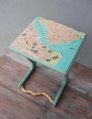 Vintage Map Side table, End table with Driftwood and Vintage Map of Istanbul - Image 1 of 4