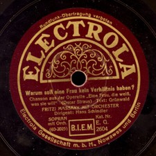 FRITZI MASSARY Warum soll eine Frau kein Verhältnis haben? Schellackplatte S6761