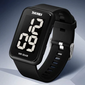 Skmei Unisex LED Digital Wristwatch Water Resistant Square Dial Men Women Watch - Picture 1 of 16