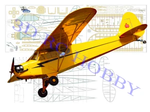 ULTRALIGHT Piper J3 Cub N3 PUP 370" 31FT WS Airplane Plans PRINTED FULL-SIZE - Picture 1 of 1