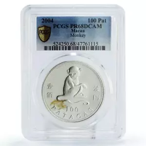 Macau 100 patacas Lunar Calendar Year of the Monkey PR68 PCGS silver coin 2004 - Picture 1 of 2