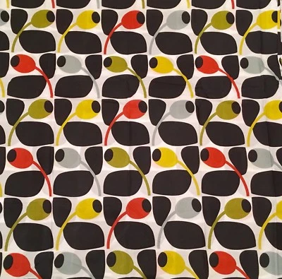 99cm x 99cm Square Olive & Orange Range From Orla Kiely Studio Fabric Cotton New - Image 1 of 4