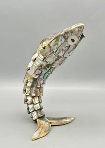 Apribottiglie 8" Mid Century MOD articolato a forma di pesce conchiglia di abalone messicano - Foto 1 di 10
