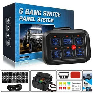 6 Gang LED Screen Panel Switch System Fuse Relay For Jeep Wrangler JL JK TJ XJ - Picture 1 of 12