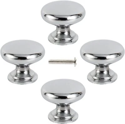 1-16 Pcs Round Cabinet Knobs Drawer Cupboard Pull Door Handles Chrome Bathroom - Image 1 of 4