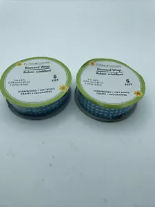 Lote de 2 cintas envolventes de diamantes azules de jardín floral de 1"" pulgada 6 pies/2 yardas) turquesa - Imagen 1 de 5
