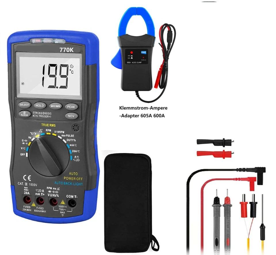 BTMETER Kfz Multimeter Messgeräte Analysator Tach RPM Drehzahlmesser mit Adapter - Bild 1 von 4
