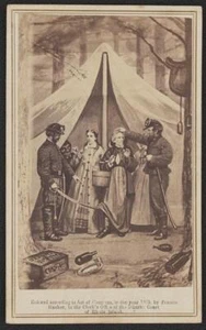 Jefferson Davis dressed in women's clothing being captured, Civil War 1865 - Picture 1 of 1