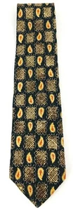 Ermenegildo Zegna 100% Silk Navy Brown Gold Checkered Men's Necktie 57" X 3 1/2" - Picture 1 of 3