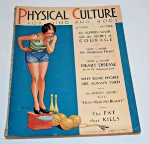 Vintage October 1930 Physical Culture Magazine - Girl w/Workout Equipment Cover - Picture 1 of 4