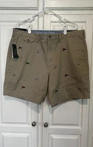 NEW Ralph Lauren Preppy Polo Chino Shorts Size 38 Khaki Stretch Nautical Coastal - Picture 1 of 16