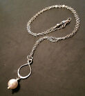 White Pearl & STERLING SILVER Eternity / Infinity Necklace Sundance Artisan