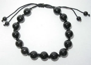 HANDGEMACHTES NATÜRLICHES ONYX SCHWARZES JADE GEKNOTET ARMBAND 10 mm - Bild 1 von 1