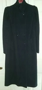 Vintage Marshall Fields Women's Medium Elegant Long Dressy Coat 100% Wool Navy - Picture 1 of 9