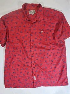 Salt Life Mens Button Down Shirt XL Red Blue Fish Nautical Print Beachy Casual - Picture 1 of 9