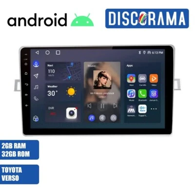 AUTORADIO ANDROID TOYOTA VERSO 2009-2018 STEREO AUTO TOUCH 9" WIFI NAVI GPS - Immagine 1 di 4