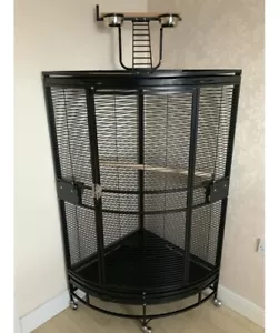 Parrot-Supplies Orlando Premium Play Top Corner Parrot Cage - Black, - Picture 1 of 6