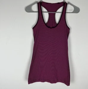 Lululemon Taglia 0 Cool Racerback Tank Hyper Stripe Raspberry Glo Plum Mgd - Foto 1 di 3