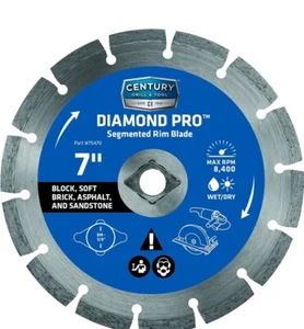 CENTURY #75454 4 1/2" SEGMENTED DIAMOND PRO STONE CUTTING CIRCULAR SAW BLADE NEW - Picture 1 of 3