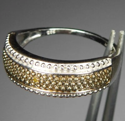 Anillo de plata de ley 925 maciza con diamantes amarillos vivos de Djoy en buen estado Foto 1 de 4