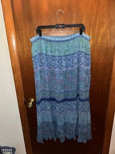 VTG JM Collection Womens Blue Floral Paisley Maxi Skirt Size 18 Boho  - Picture 1 of 7