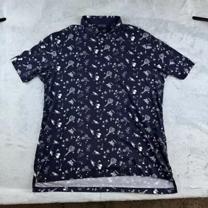 Polo Ralph Lauren Golf Polo XL Mens Pima Cotton Shirt Weekend Recess Print Navy - Picture 1 of 10
