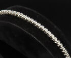 925 Silber - Vintage spiralförmig umwickelt echte Diamanten Link Armband - BT9619