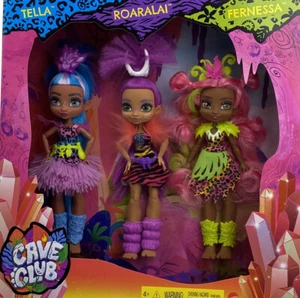 Cave Club Doll 3-Pack (10-inch) Prehistoric Fashion Dolls with Neon Hair - Picture 1 of 8