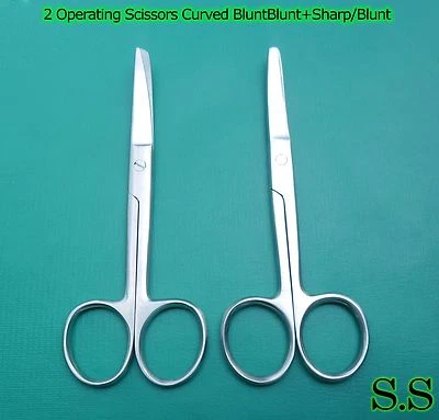 2 OPERATING DISSECTING SCISSORS 4.5"CURVED BLUNT/BLUNT SHARP/BLUNT - Image 1 of 3