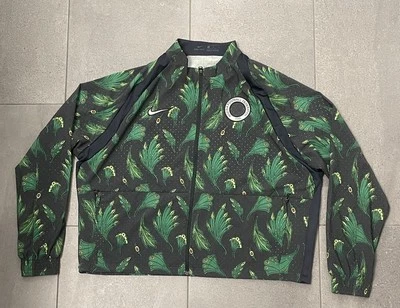 耐克 Team Nigeria 足球夹克女式中号绿色短羽毛印花 — 第 1/4 张图片