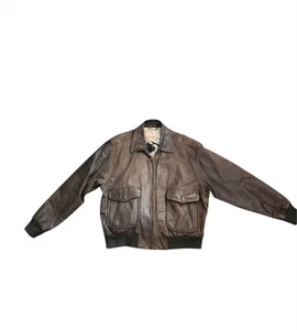 Vintage Members Only Voyager Brown Leather Bomber Jacket Size 44 - Picture 1 of 8