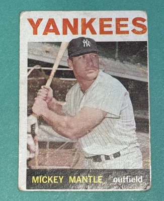 1964 Topps Mickey Mantle #50 Salón de la fama Yankees pobre conjunto relleno ver fotos Foto 1 de 2