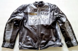 Vintage Alpinestars Nokia Leather Biker Jacket Size M Black 90s Racing Embroide - Picture 1 of 9
