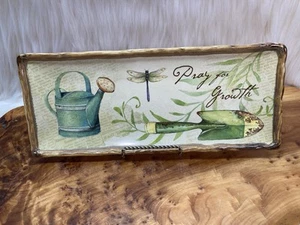Cracker Barrel Ceramic Tray Rectangle Trinket Dish Garden Theme Pray For Growth - Picture 1 of 8