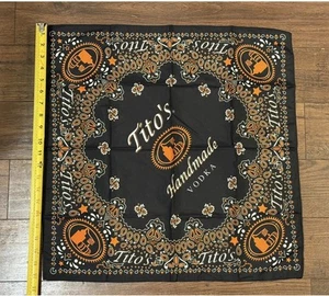 Tito's Handmade Vodka Promo Bandana Black & Orange Paisley Limited Edition 21x21 - Picture 1 of 6