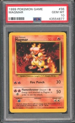 MAGMAR #36 PSA 10 1999 POKEMON Base Set Unlimited WOTC  - Image 1 of 2