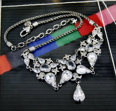 Dyrberg/Kern Colier silber Swarovski Strassteine groß mittel klein weiß neu - Bild 1 von 4