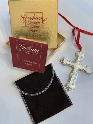 Gorham Estrasburgo Patrón Plata Esterlina Cruz Navidad Adorno, Fecha 1999. Foto 1 de 4