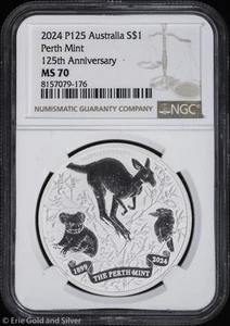 2024-P  $1 Australia Perth Mint 125th Anniv 1 oz Silver Coin NGC MS 70 - Picture 1 of 4