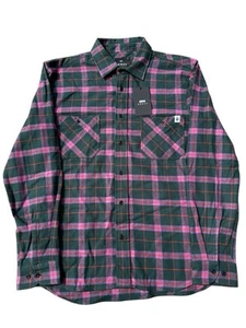 BNWT Men’s Edwin Millenium Flannel Shirt Medium Green Pink Check - Picture 1 of 8