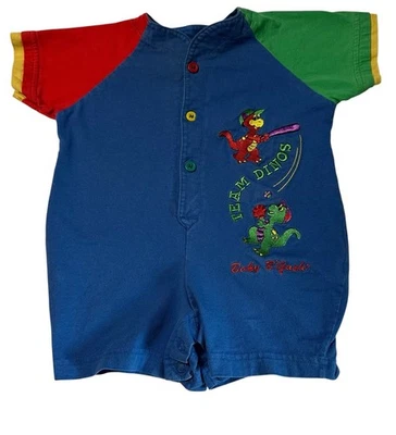 Vintage Baby B’Gosh Boys Romper  Dinosaur Team Dinos Color Block Size 12 Months - Image 1 of 4