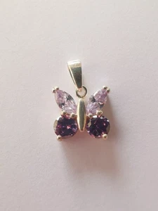 Sterling Silver Purple CZ Butterfly Pendant. R10M - Picture 1 of 3