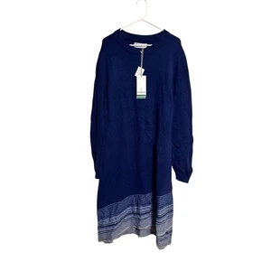 Aventura Pulloverkleid dunkelblau Übergröße Größe 2X Wolle-Kaschmir-Mischung neu mit Etikett - Bild 1 von 7