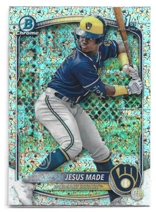 Jesus Made 2025 Bowman Chrome 1st Bowman Mini Diamond Refractor #BCP-50 Brewers - Picture 1 of 2