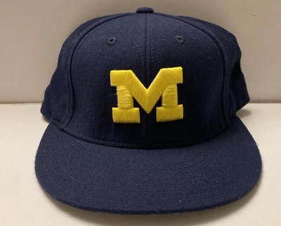 Vintage Adidas Michigan Wolverines Hat Cap Fitted 7 1/4 Navy NCAA Climalite - Image 1 of 4