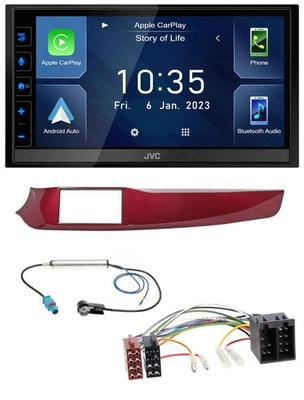 JVC DAB Bluetooth MP3 USB 2DIN Autoradio für Alfa Giulietta 10-13 rot glänzend - Bild 1 von 4