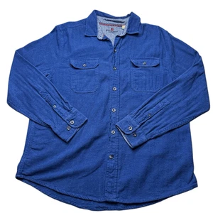 Woolrich Button Up Cotton Shirt Pockets Mens L Navy Blue - Picture 1 of 8