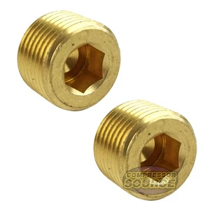 3/8" Solid Brass Male NPT Thread Allen Head Pipe Plug Hex Socket 50135 2-Pack - Picture 1 of 6